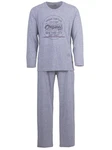 Henry Terre Schlafanzug Pyjama Set Langarm Grau/Hellblau/Blau/Fliederfarben/Lila