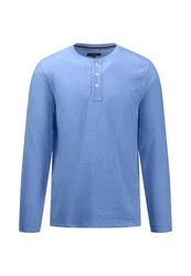 FYNCH-HATTON Langarmshirt mit Knopfleiste Blau/Hellblau