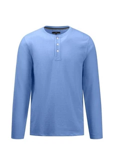 FYNCH-HATTON Langarmshirt mit Knopfleiste Blau/Hellblau