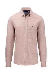FYNCH-HATTON Langarmhemd mit Logoprägung Rosa/Beige