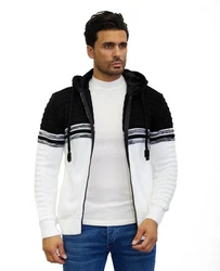 Denim Distriqt Strickjacke Herren Schwarz/Weiß/Braun