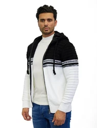 Denim Distriqt Strickjacke Herren Schwarz/Weiß/Braun