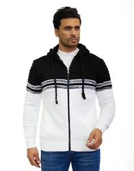 Denim Distriqt Strickjacke Herren Schwarz/Weiß/Braun
