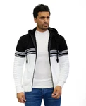 Denim Distriqt Strickjacke Herren Schwarz/Weiß/Braun
