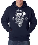 Youth Designz Kapuzenpullover Biker Skull Zombie Hoodie Dunkelblau/Grün/Blau