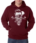 Youth Designz Kapuzenpullover Biker Skull Zombie Hoodie Dunkelrot/Bordeaux/Rot