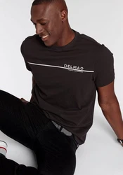 DELMAO T-Shirt Kurzarm Schwarz/Braun/Grau