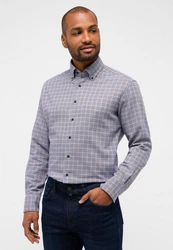 Eterna Langarmhemd MODERN FIT Dunkelgrau/Grau/Lila