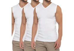 celodoro Unterhemd Herren Business V-Neck Weiß/Creme/Dunkelblau