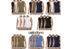 celodoro Unterhemd Herren Business V-Neck Blau