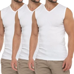 celodoro Unterhemd Herren Business V-Neck Weiß/Creme/Dunkelblau
