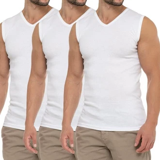 celodoro Unterhemd Herren Business V-Neck Weiß/Creme/Dunkelblau
