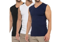celodoro Unterhemd Herren Business V-Neck Dunkelblau/Weiß