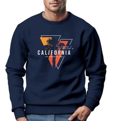 Neverless Sweatshirt Herren Palmen Kalifornien Los Angeles USA Dunkelblau/Hellblau/Rot