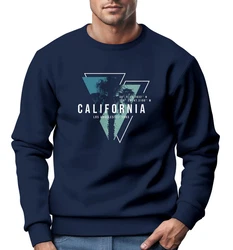 Neverless Sweatshirt Herren Palmen Kalifornien Los Angeles USA Dunkelblau/Hellblau