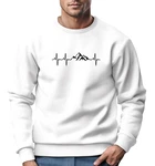 Neverless Sweatshirt Herren Wandern Berge Herzschlag Outdoor Rundhals-Pullover Weiß/Braun/Creme