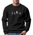 Neverless Sweatshirt Herren Wanderer Herzschlag Outdoor Rundhals-Pullover Schwarz/Braun