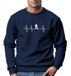 Neverless Sweatshirt Herren Wanderer Herzschlag Outdoor Rundhals-Pullover Dunkelblau