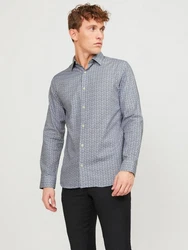 Jack & Jones Langarmhemd JPRBLANORDIC PRINT SHIRT Grau/Blau/Dunkelblau/Hellblau