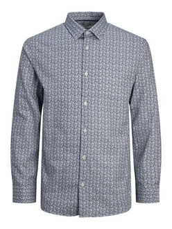 Jack & Jones Langarmhemd JPRBLANORDIC PRINT SHIRT Grau/Blau/Dunkelblau/Hellblau