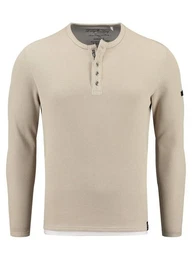 Strickpullover Sandro fr Herren double Layer Look einfarbig krperbetont MSW00161