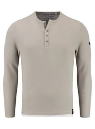 Strickpullover Sandro fr Herren double Layer Look einfarbig krperbetont MSW00161