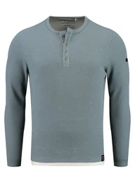 Strickpullover Sandro fr Herren double Layer Look einfarbig krperbetont MSW00161