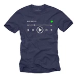 MAKAYA Print-Shirt Herren Motiv Musik Playlist Dunkelblau/Lila