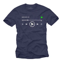 MAKAYA Print-Shirt Herren Motiv Musik Playlist Dunkelblau/Lila