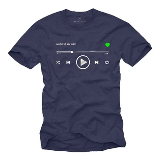 MAKAYA Print-Shirt Herren Motiv Musik Playlist Dunkelblau/Lila MAKAYA Print-Shirt Herren Motiv Musik Playlist Dunkelblau/Lila