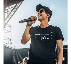 MAKAYA Print-Shirt Herren Motiv Musik Playlist Schwarz/Dunkelgrün/Grün