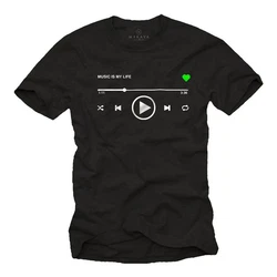 MAKAYA Print-Shirt Herren Motiv Musik Playlist Schwarz/Dunkelgrün/Grün
