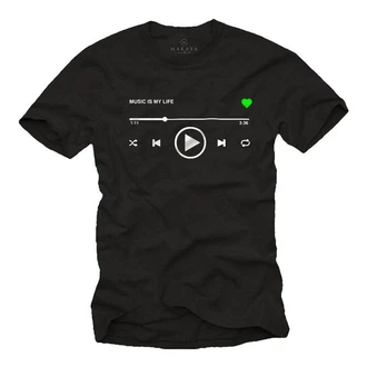 MAKAYA Print-Shirt Herren Motiv Musik Playlist Schwarz/Dunkelgrün/Grün MAKAYA Print-Shirt Herren Motiv Musik Playlist Schwarz/Dunkelgrün/Grün