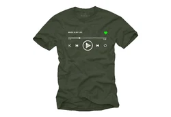 MAKAYA Print-Shirt Herren Motiv Musik Playlist Dunkelgrün