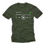 MAKAYA Print-Shirt Herren Motiv Musik Playlist Dunkelgrün
