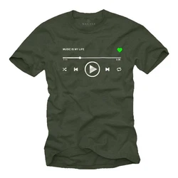 MAKAYA Print-Shirt Herren Motiv Musik Playlist Dunkelgrün