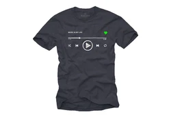 MAKAYA Print-Shirt Herren Motiv Musik Playlist Dunkelgrün/Dunkelblau