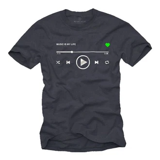 MAKAYA Print-Shirt Herren Motiv Musik Playlist Dunkelgrün/Dunkelblau MAKAYA Print-Shirt Herren Motiv Musik Playlist Dunkelgrün/Dunkelblau