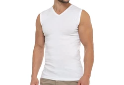celodoro Unterhemd Herren Business Muskelshirt V-Neck Weiß/Creme/Dunkelblau