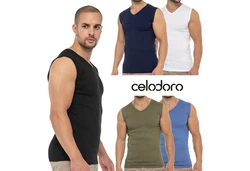 celodoro Unterhemd Herren Business Muskelshirt V-Neck Dunkelgrün/Khaki/Grün
