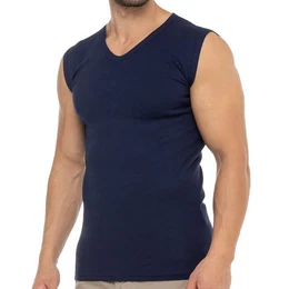 Unterhemd Herren Business Muskelshirt V-Neck, Feinripp, Baumwolle