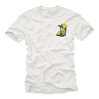 MAKAYA T-Shirt Herren Gin Tonic Gläser Motiv Print MAKAYA T-Shirt Herren Gin Tonic Gläser Motiv Print
