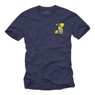 MAKAYA T-Shirt Herren Gin Tonic Gläser Motiv Print MAKAYA T-Shirt Herren Gin Tonic Gläser Motiv Print