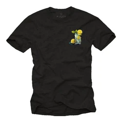 MAKAYA T-Shirt Herren Gin Tonic Gläser Motiv Print Schwarz/Gelb/Grün