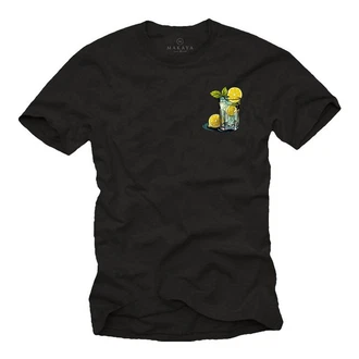 MAKAYA T-Shirt Herren Gin Tonic Gläser Motiv Print MAKAYA T-Shirt Herren Gin Tonic Gläser Motiv Print