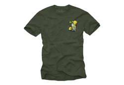MAKAYA T-Shirt Herren Gin Tonic Gläser Motiv Print Dunkelgrün/Grün