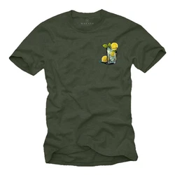 MAKAYA T-Shirt Herren Gin Tonic Gläser Motiv Print Dunkelgrün/Grün