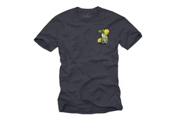MAKAYA T-Shirt Herren Gin Tonic Gläser Motiv Print Dunkelblau/Hellblau/Grau