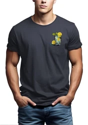 MAKAYA T-Shirt Herren Gin Tonic Gläser Motiv Print Dunkelblau/Hellblau/Grau