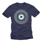 MAKAYA Print-Shirt Retro Motiv Schallplatte Lila/Dunkelblau